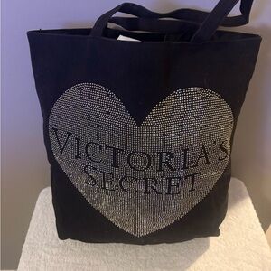 Victoria's Secret Black Tote with Sparkling Heart